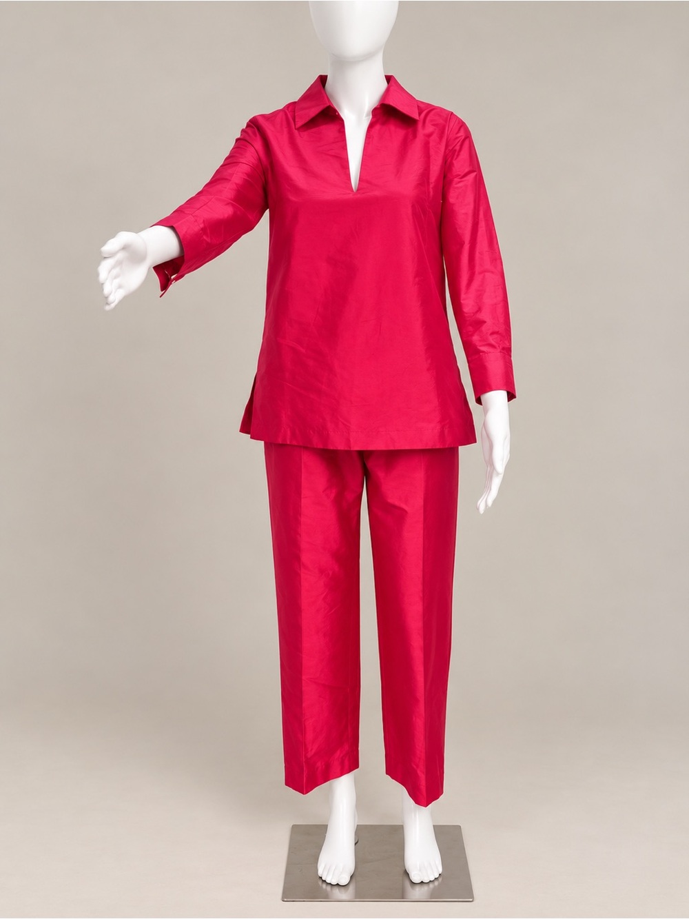 Max Mara Studio 100% Silk Pink 2-Piece Pant Set Made in Italy Size 8
